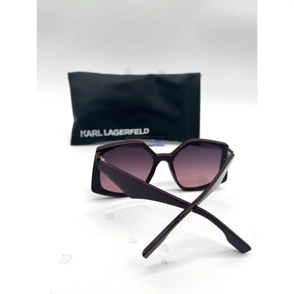 KARL LAGERFELD NWOT Burgundy Sunglasses and Case, Rectangular Frames